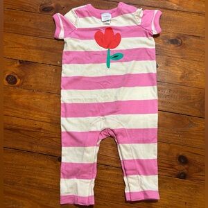 Hanna Andersson Pink and White Striped Baby Romper
